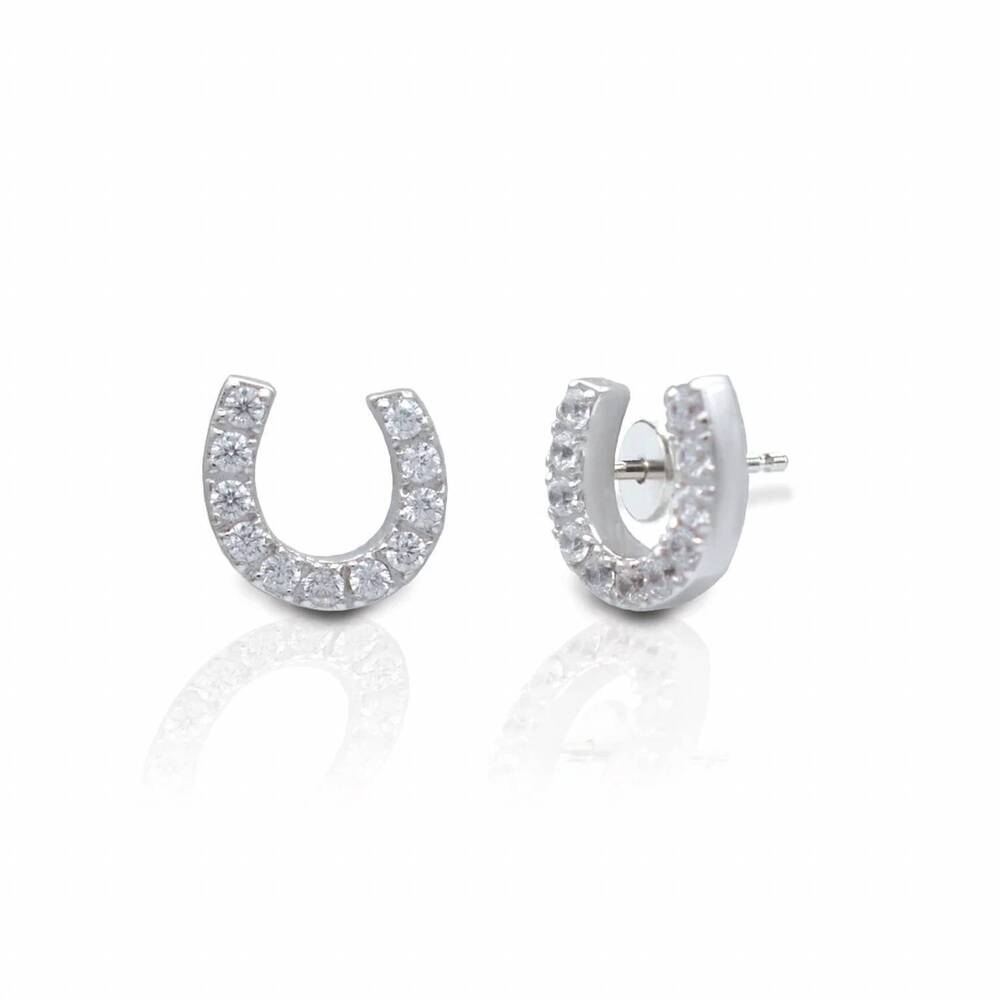 NEW KELLY HERD JEWELRY women's offset horseshoe earrings in silver